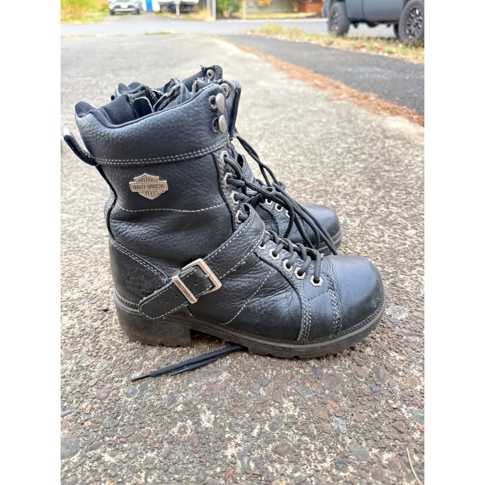 Harley Davidson Womens Black Leather Biker Motorcycle Boots 85280 Size 7.5
